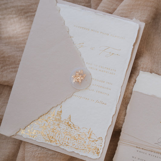 Destination Wedding Invitation - Handmade Paper