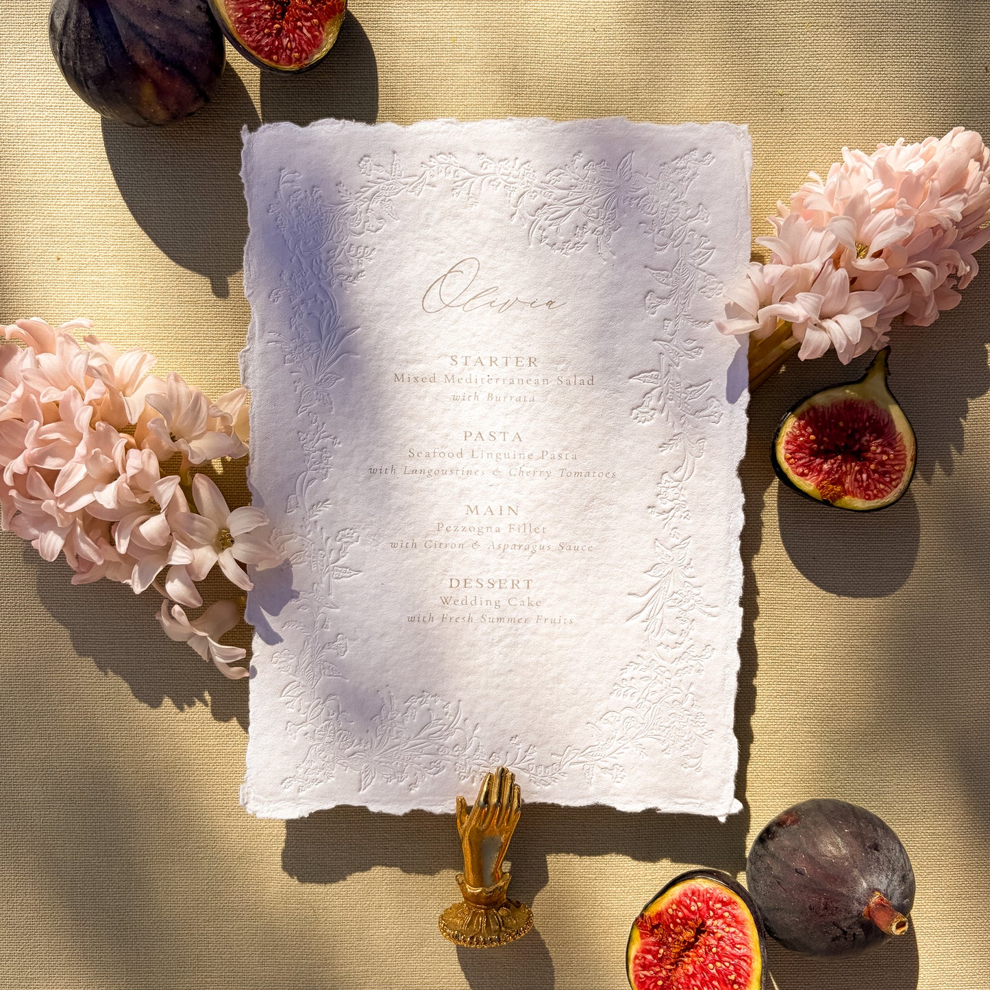Personalised Floral Letterpress Menus