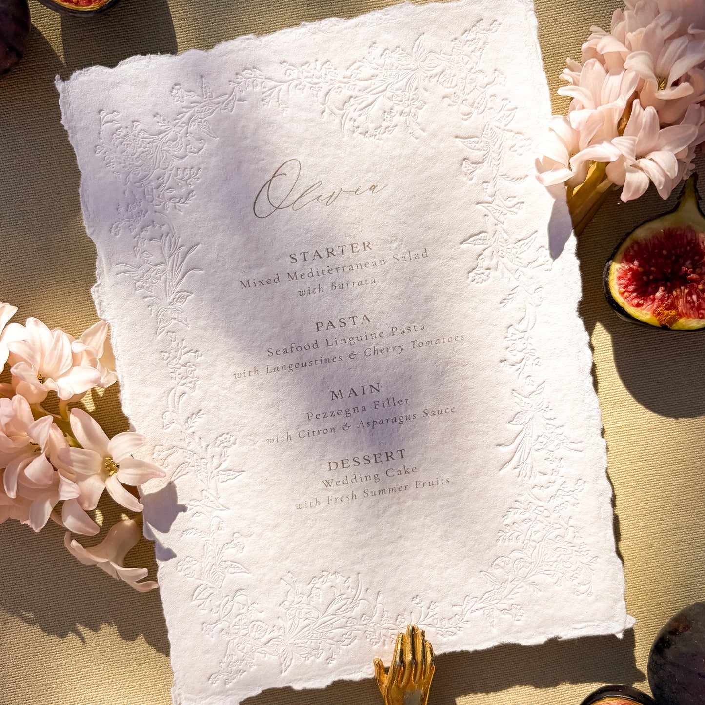 Personalised Floral Letterpress Menus