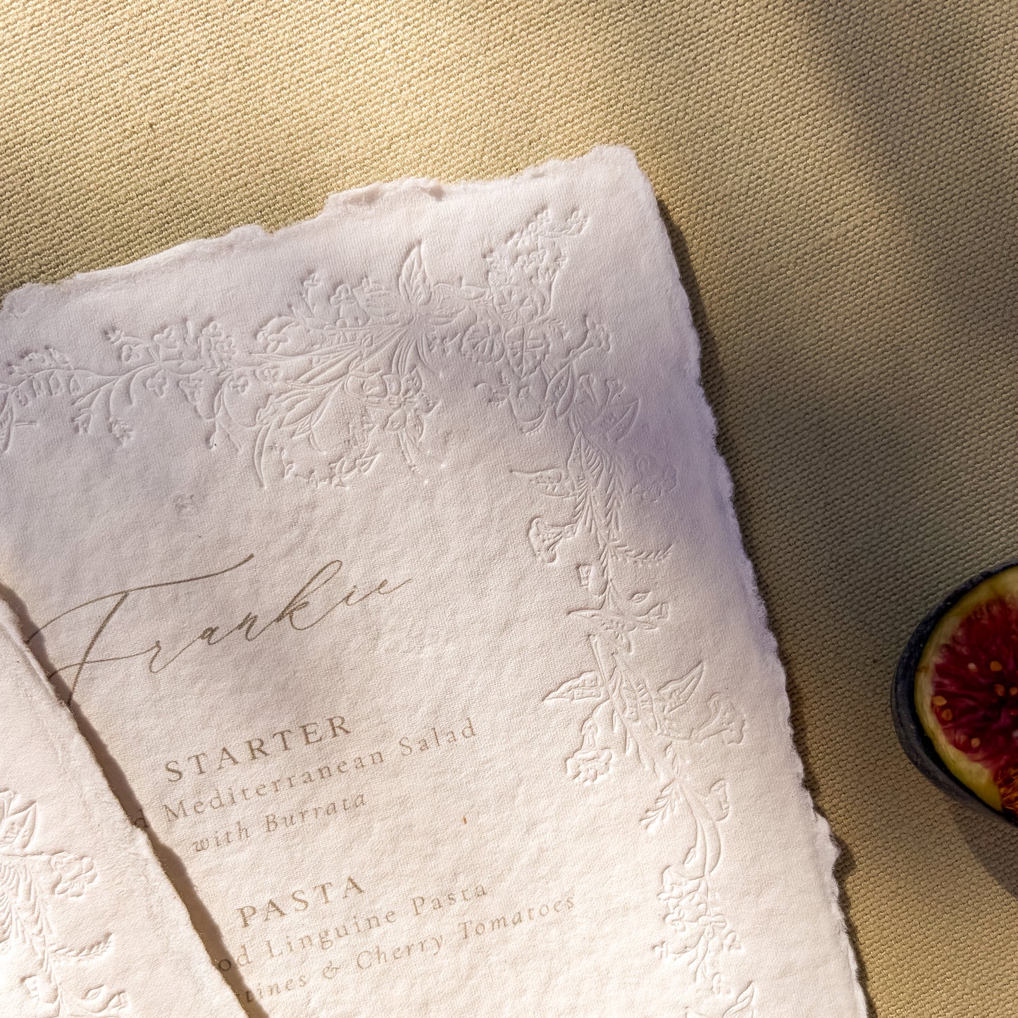 Personalised Floral Letterpress Menus