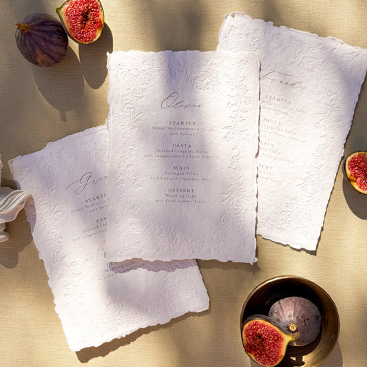 Personalised Floral Letterpress Menus
