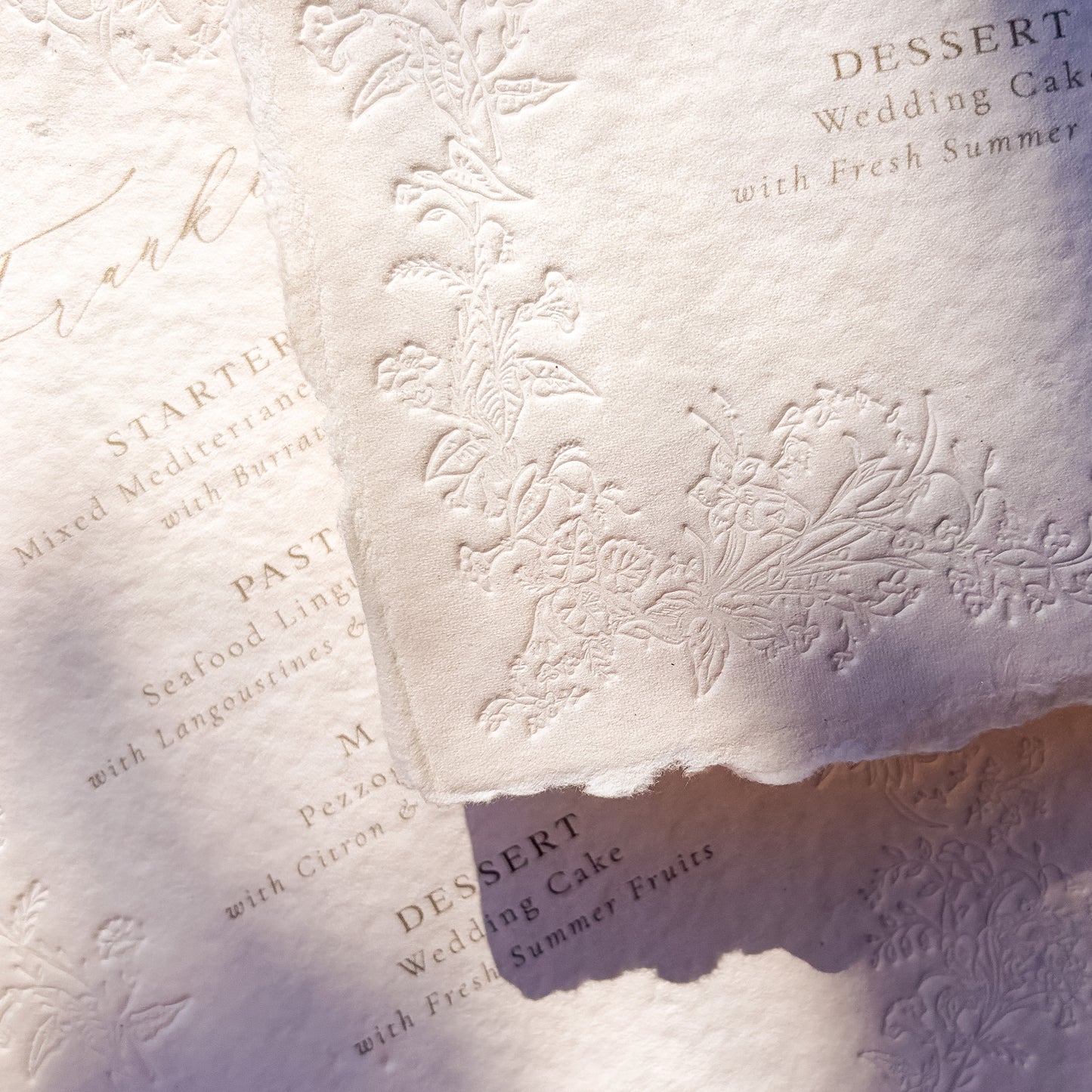 Personalised Floral Letterpress Menus