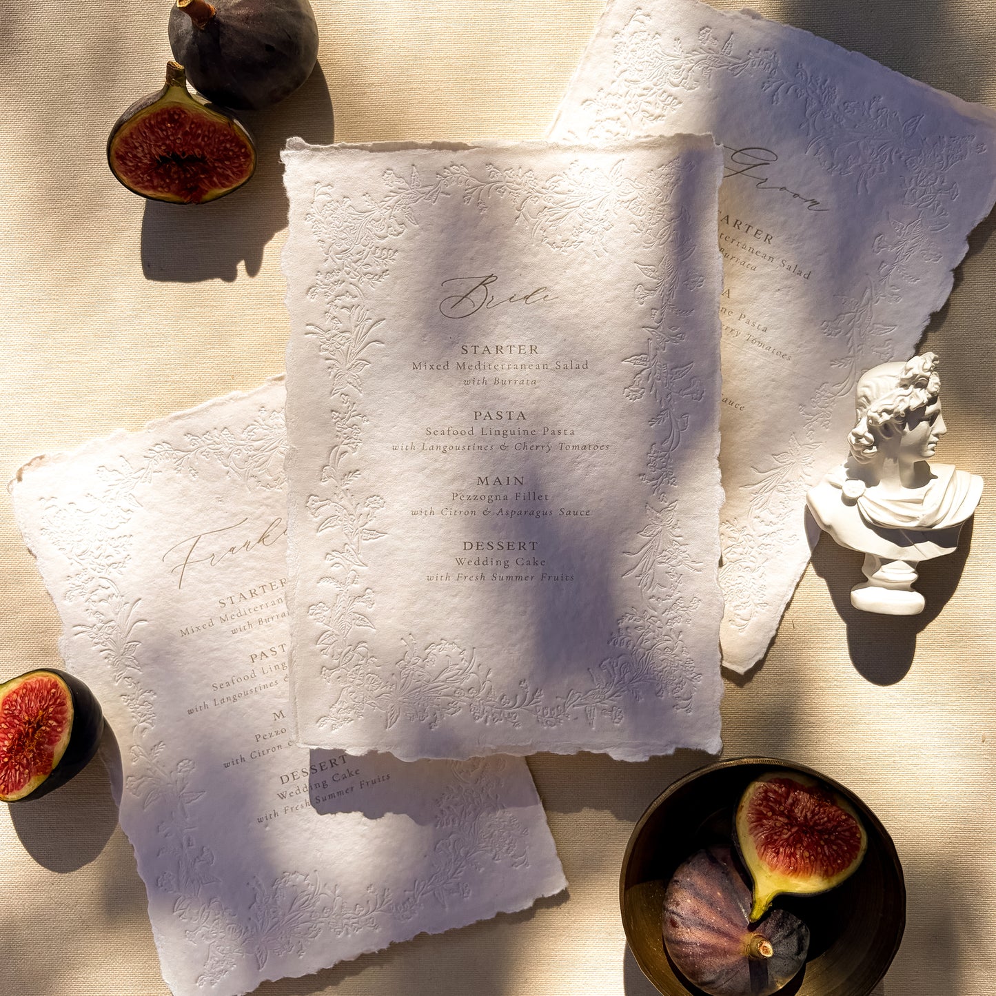Personalised Floral Letterpress Menus