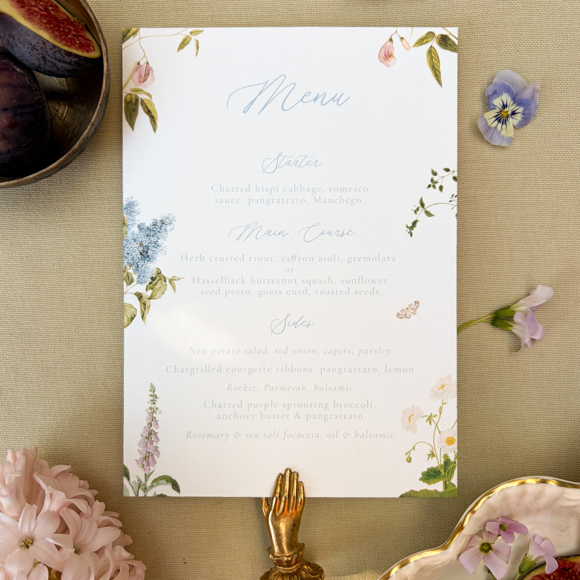 Wedding menu cards with floral design