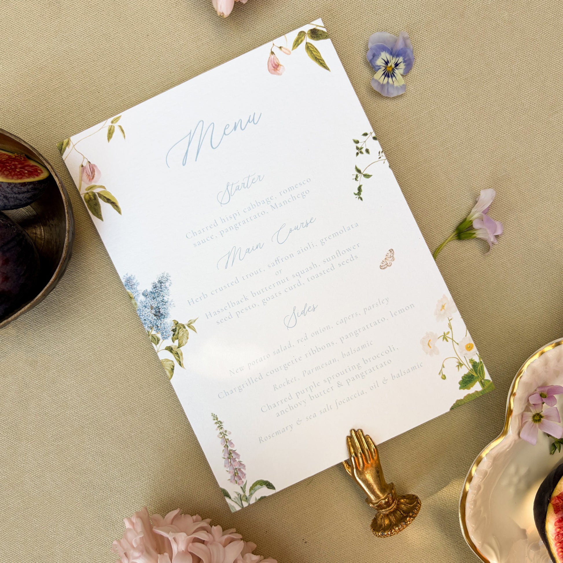 Wedding menu cards with floral design