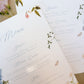 Wedding menu cards with floral design