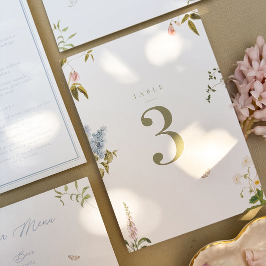 Floral wedding table number